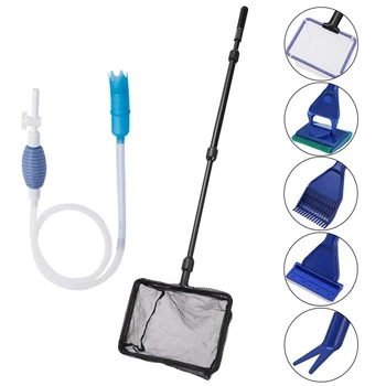 

Aquarium Fish Tank Clean Tools, 6 In 1 Adjustable Cleaning Kit & Fish Tank Gravel Cleaner Siphon For Water Changing And Sand C