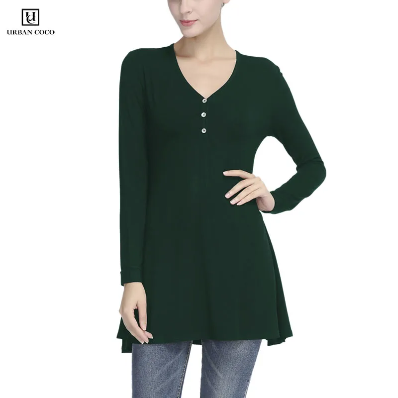 

Urban CoCo Women Casual Loose Basic Modal T-Shirt Long Sleeve Tunic Women Tops