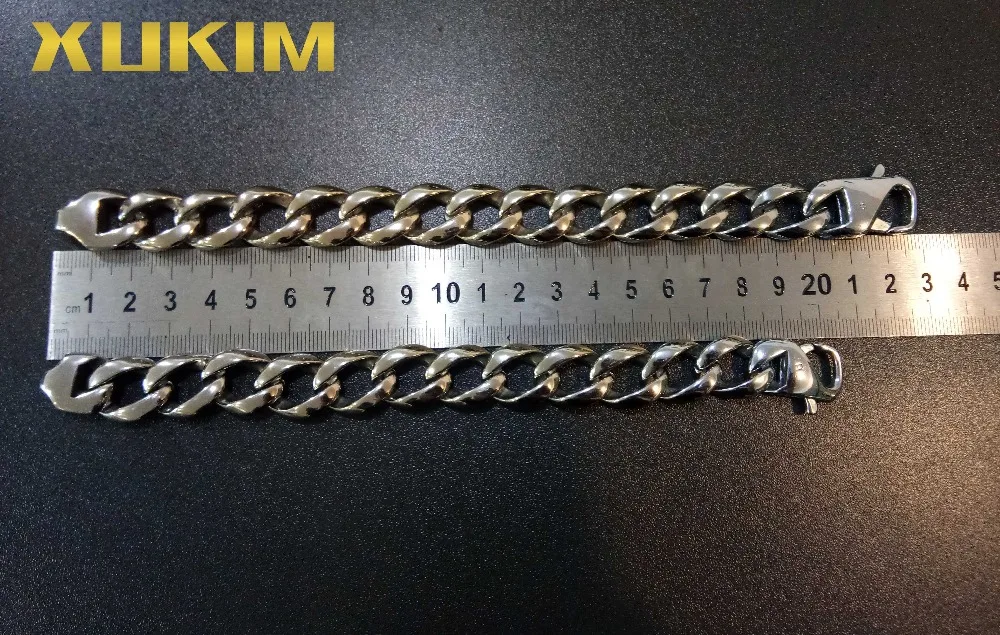 Xukim ювелирные изделия высокого качества серебро 8 дюймов 9 дюймов полированный 316 Нержавеющая сталь Мужской Браслет Модные ювелирные изделия