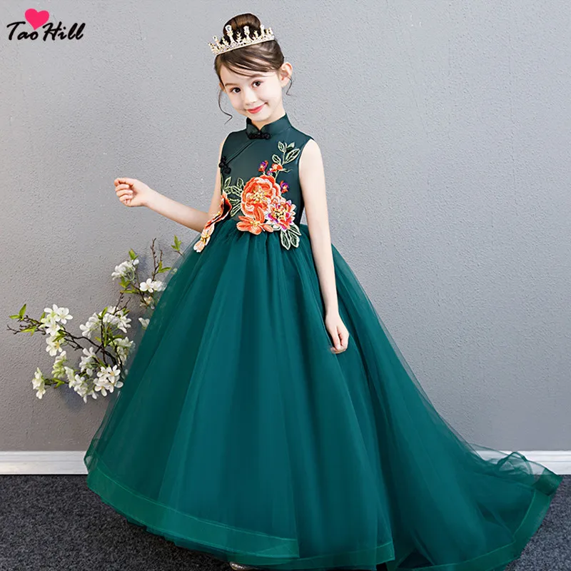 dark green flower girl dresses