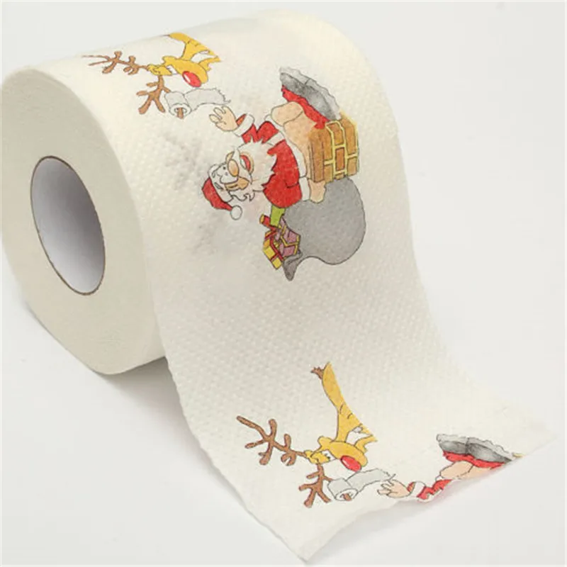 Санта-Клаус, олень, Рождественская туалетная бумага, тканевый стол, домашний декор, подарок, прочная рулонная бумага