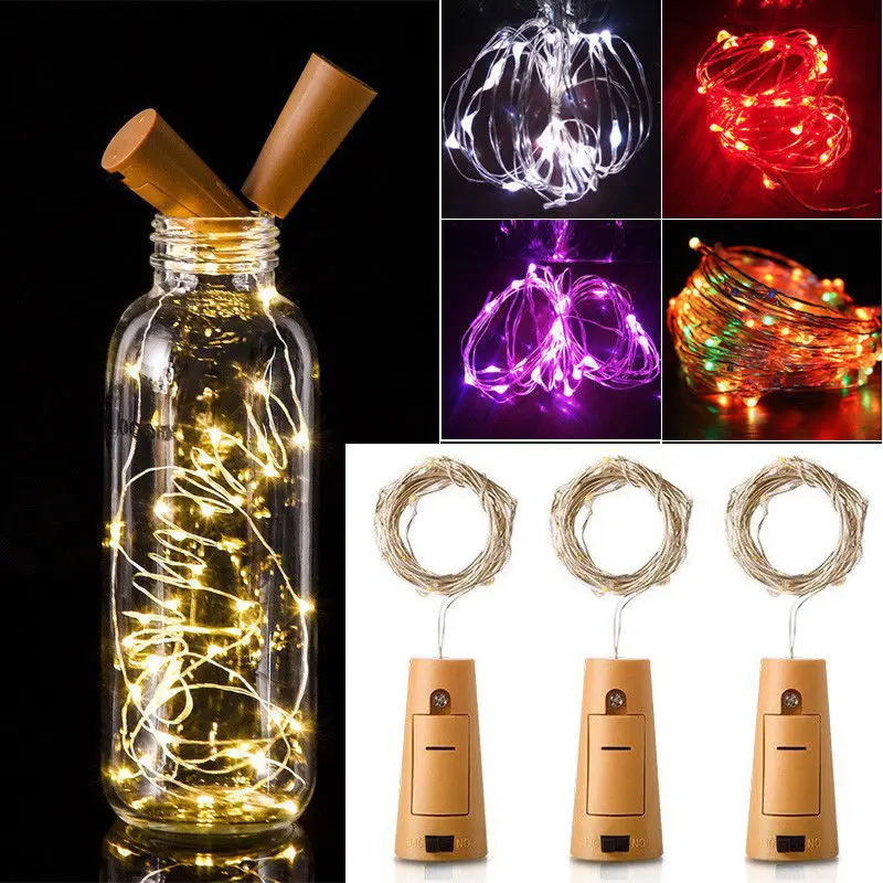 Натуральная пробка для винной бутылки 20LED медная гирлянда украшение