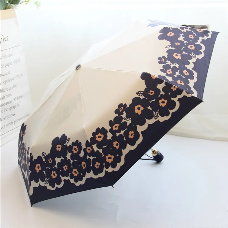 Креативный красочный зонт для кошек анти-УФ Зонт Ежик 3 складной подарок полностью автоматические зонты для женщин - Цвет: Blue flowers