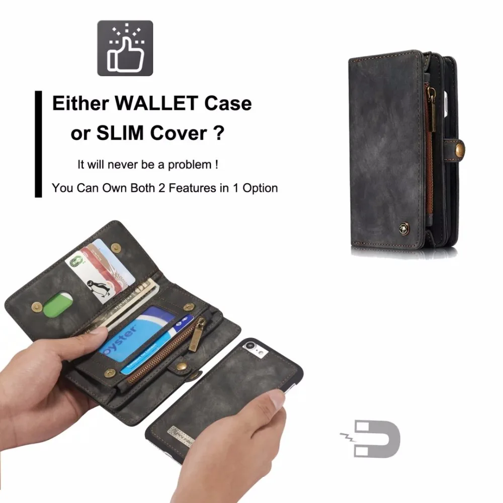 Second Layer Genuine Leather Case for iPhone 6 6s 6s plus 7 7 plus Multi Functional