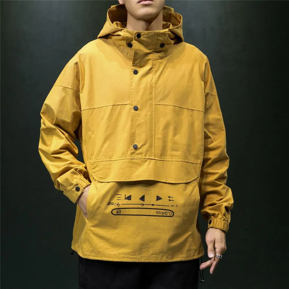 Mens Jackets and Coats Autumn Hip hop Pocket Hooded Jacket Men Bomber street Jacket Teen Top Jackets for Men Streetwear 2019