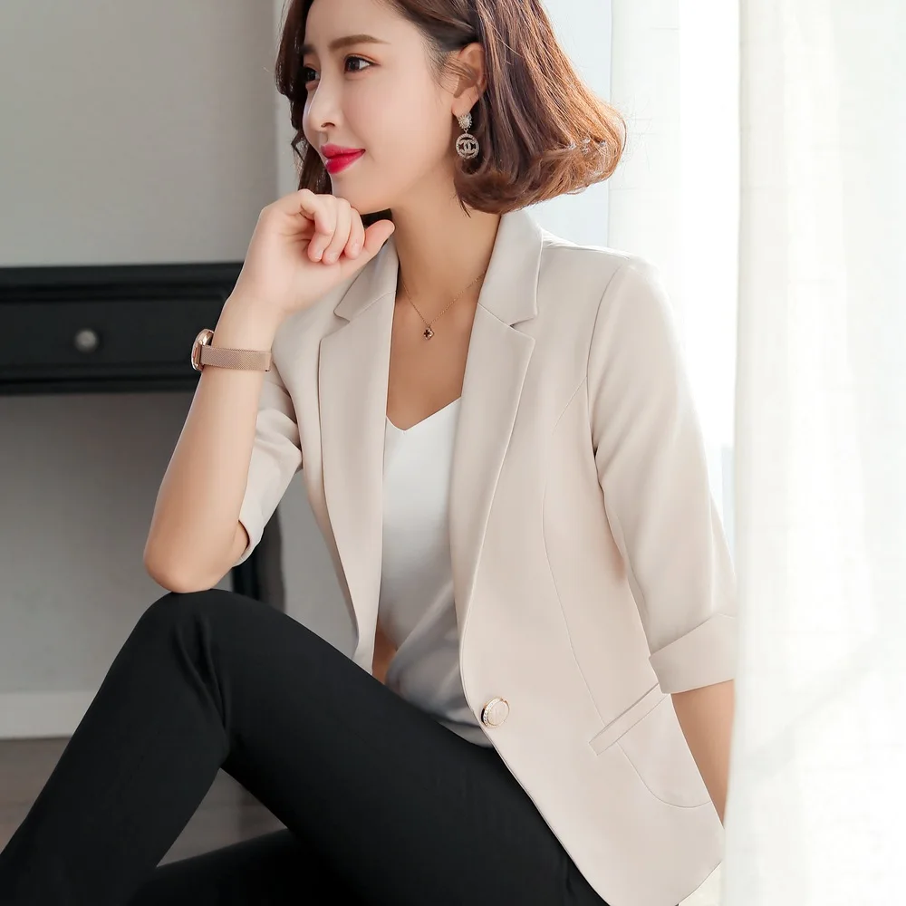 Coat female new style one button fashion five-point sleeve temperament casual small suit female small suit ladies coat