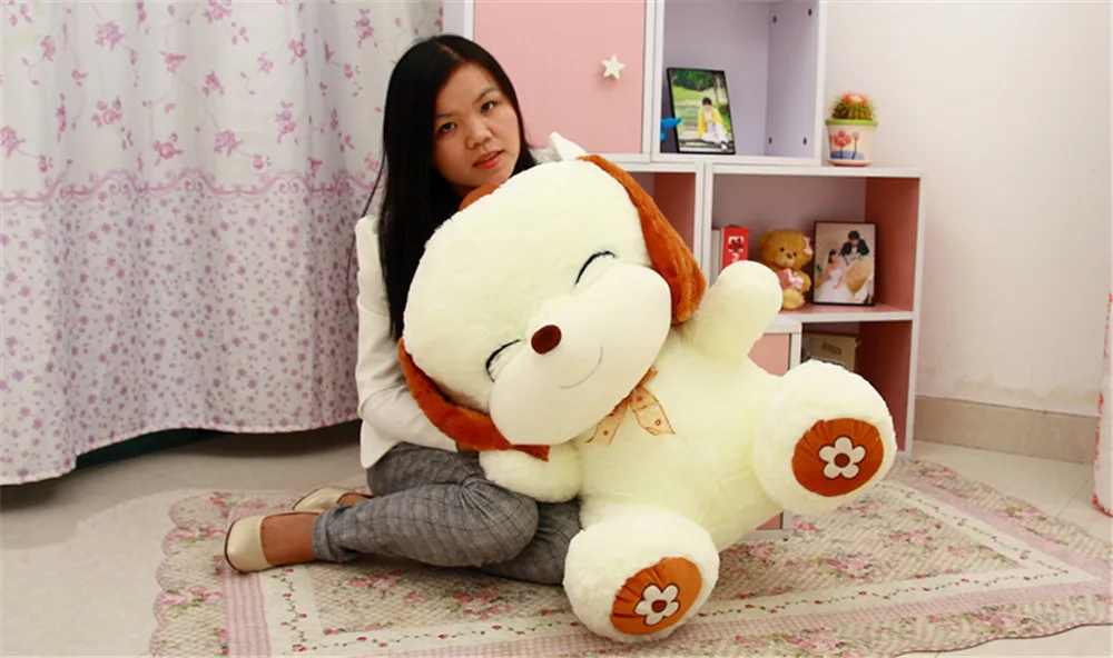 Fancytrader 80cm Big Soft Cartoon Smiling Dog Plush Toy  Giant Baby Play Dolls Sleeping Pillow Nice Gift 4