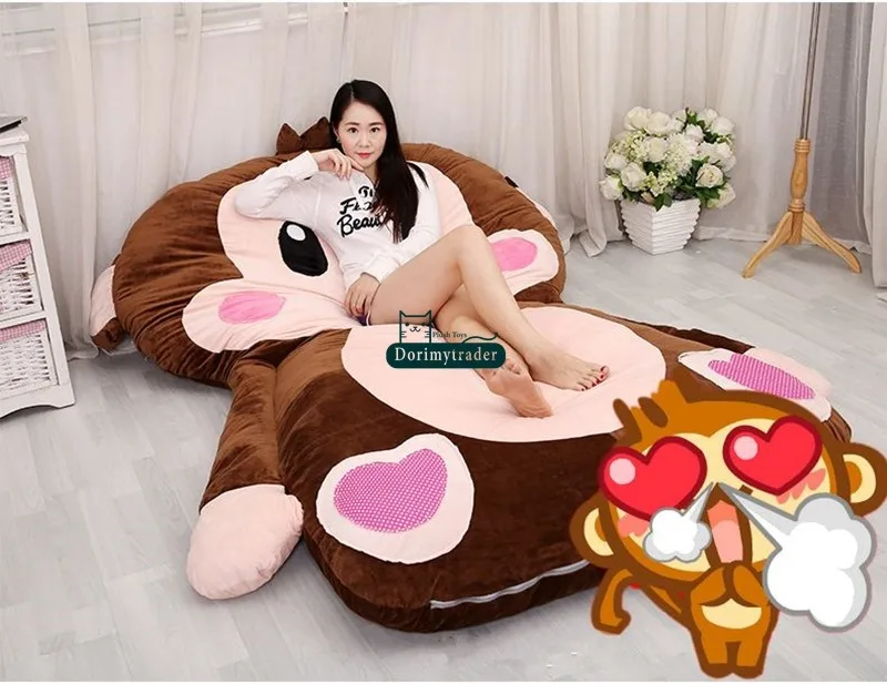 Dorimytrader 230cm X 170cm Huge Cartoon Monkey Sleeping Bag Plush Soft Animal Beanbag Bed Tatami Mattress Carpet 4 Sizes Free Shipping DY601003 (3)