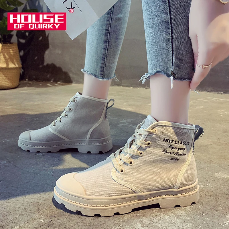 

High Top Suede Ladies Canvas Shoes Comfortable Platform Sneakers Women Casual Shoes Lace-up Vulcanized Shoes Autumn Women Shoes