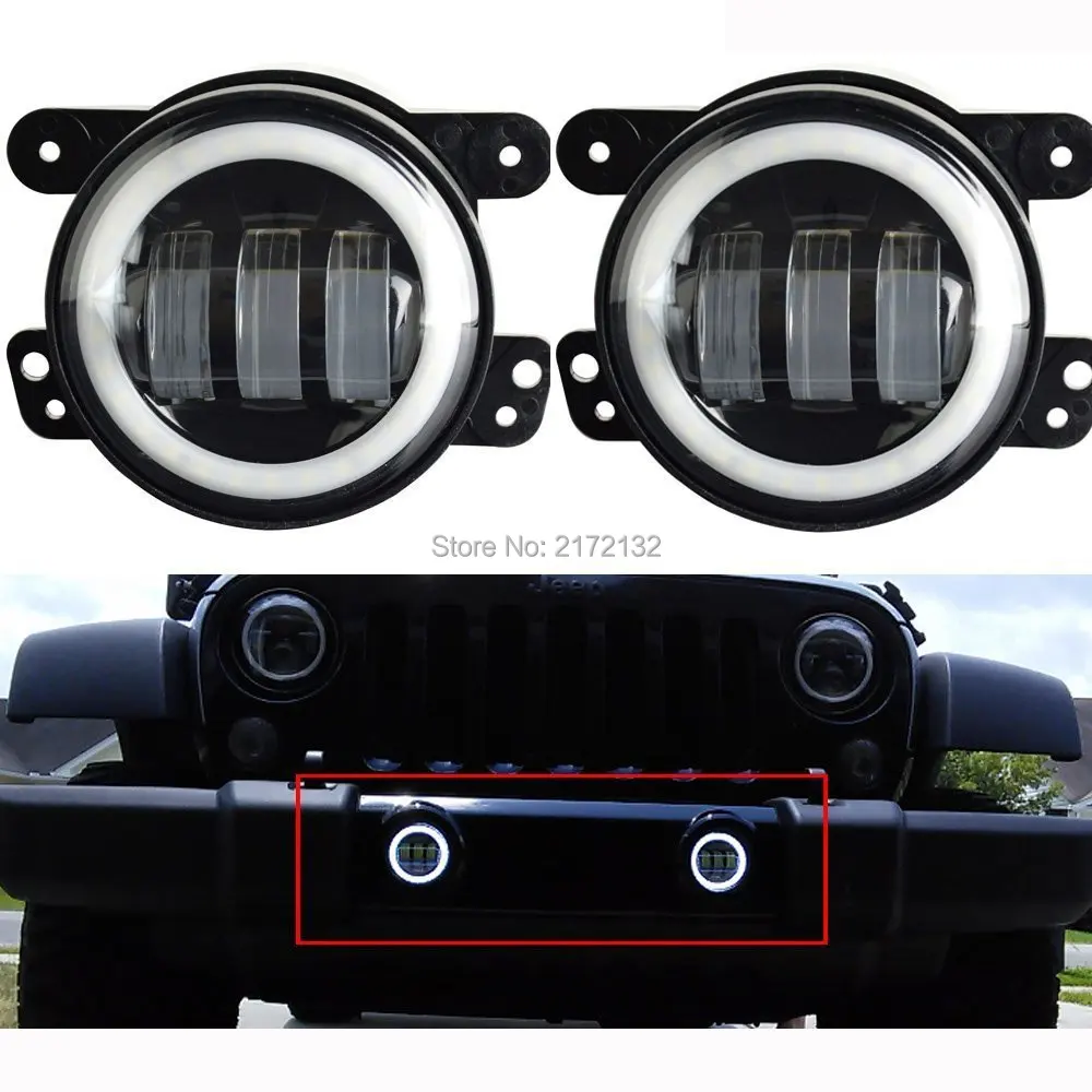 

Promotion! 4inch led FOG light white halo ring with white HALO for Jeep Wrangler