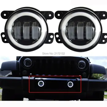 

Promotion! 4inch led FOG light white halo ring with white HALO for Jeep Wrangler