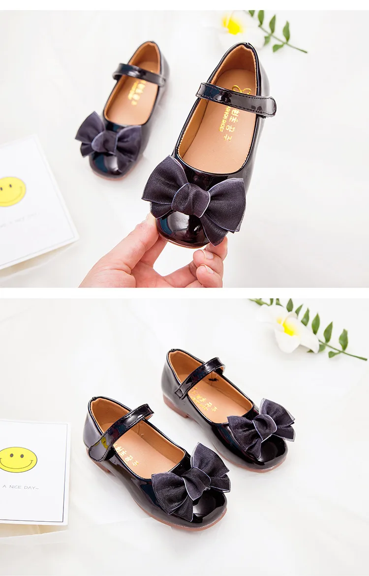 leather girl in boots Spring Autumn bowknot Girls Princess Shoes For Kids Black Leather Shoes For Student Shoes Girls Black Pink Red 3 4 5 6 7 8-15T leather girl in boots