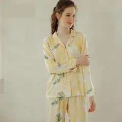 CEARPION Новинка весны 2019 года для женщин пижамы костюм с длинным рукавом 2 шт. рубашка + брюки женские повседневное ежедневно домашняя