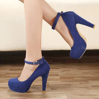 Туфли-лодочки на высоком каблуке с ремешками на лодыжках на платформе женская обувь с круглым носком Дамская обувь весна-осень партии женская обувь zapatos mujer wsh266 - Цвет: blue