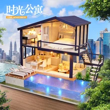 DIY миниатюрная мебель 3D деревянная Сборная модель ремесло ручной работы креативный детский подарок время квартира кукольный домик украшение для кукольного домика