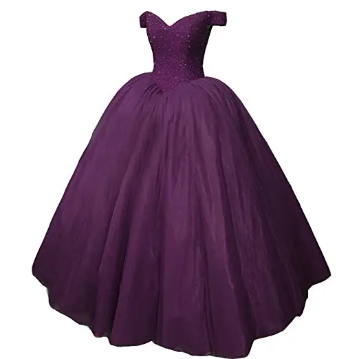 ANGELSBRIDEP Quinceanera Dress For 15 Years Fashion V-Neck Tulle Bead Floor-Length Womens Sweet 16 Dress Debutante Gowns