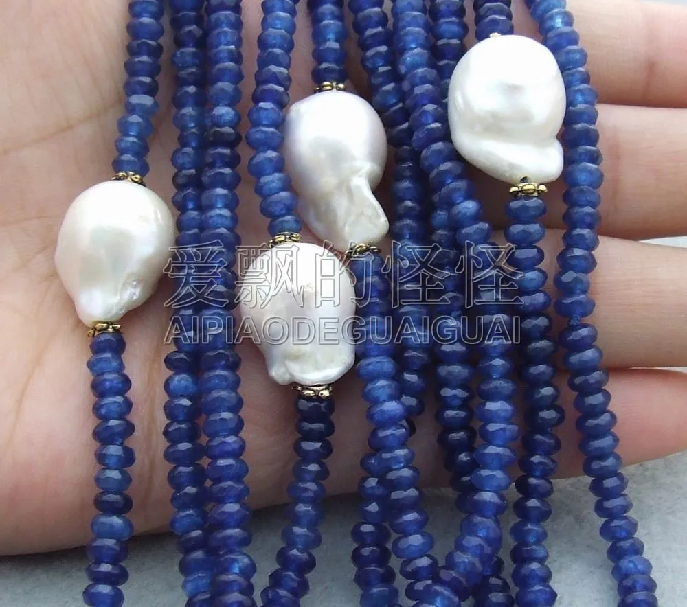 Ожерелье из 10 нитей жемчужное синее граненое 18 мм|stone necklace|keshi pearlsnecklace necklace |