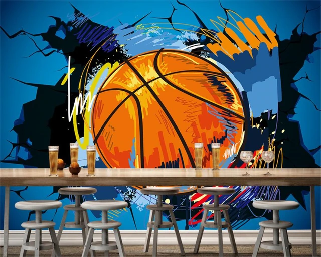 Personalizado famoso basquete estrelas jogar basquete papel de parede 3d  fãs quarto mural papéis decoração da sua casa 3d - AliExpress