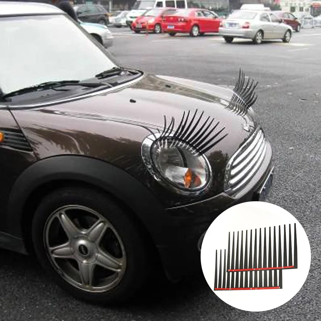 

2PCS3D Charming Black False Eyelashes Fake Eye Lash Sticker Car Headlight Decoration Funny Decal For Beetle 4.0#