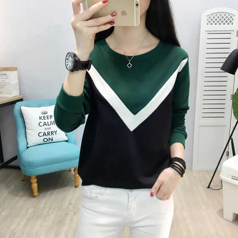 long sleeve t shirt women tshirt patchwork plus size t-shirt women tops autumn and winter tee shirt femme camisetas mujer 2018 long sleeve t shirt women tshirt patchwork plus size t-shirt women tops autumn and winter tee shirt femme camisetas mujer 2018