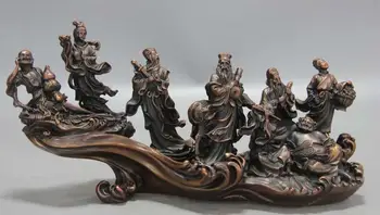 

China Myth Bronzer Copper Eight Immortals Crossing the Sea Buddha Gourd Statue