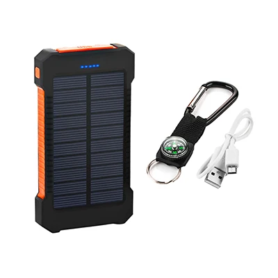 Солнечное зарядное устройство 20000 мАч, водонепроницаемое солнечное зарядное устройство, зарядное устройство для мобильного телефона, зарядное устройство для Xiaomi Mi iphone 6, 7, 8 plus, 11, huawei, samsung, LG - Цвет: Оранжевый