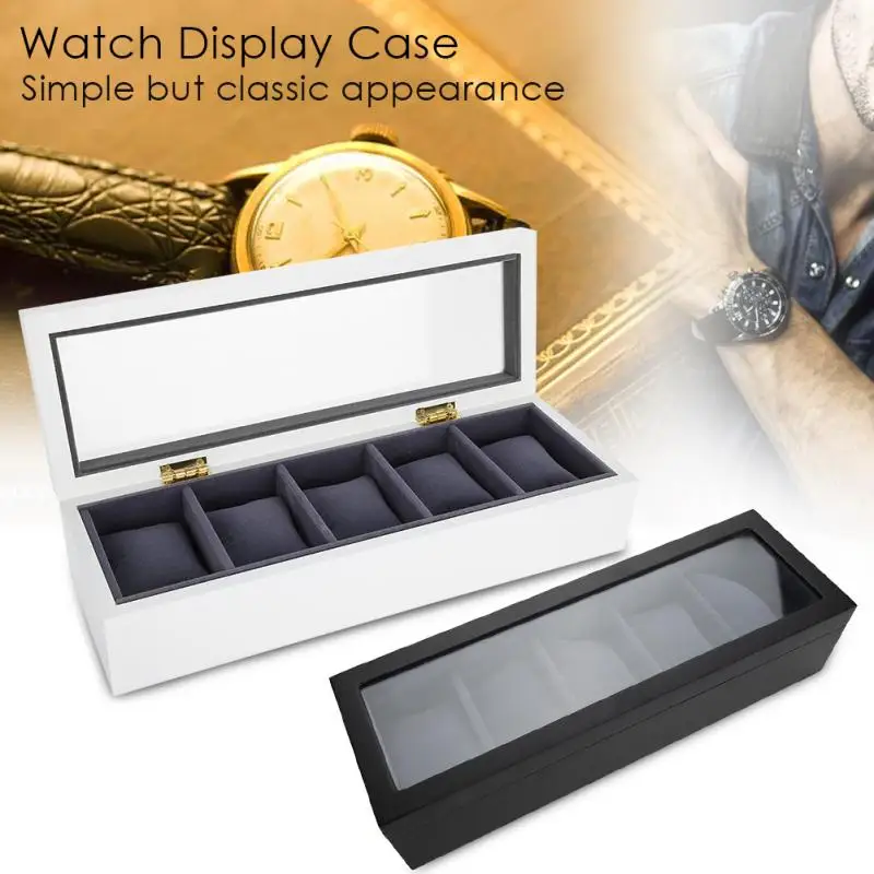 

2018 High Quality 5 Slots Wrist Watch Display Boxes Professional Storage Holder Organizer Watch Case Jewelry Dispay Watch Box