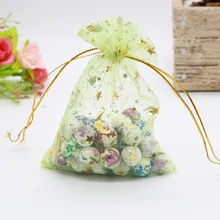 200 шт./лот, сумки из органзы на шнурке, маленькая Подарочная сумка с изображением луны и звезд, переносная многоразовая сумка,, Сетчатая Сумка из пряжи 7*9 см