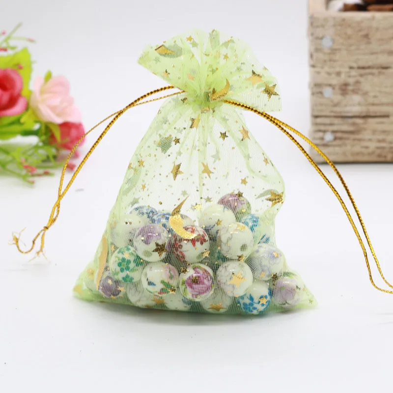 2000PCS LOT Organza Drawstring Bags Moon Star Small Gift Bag Portable Reusable Pouch Wholesale Net Yarn
