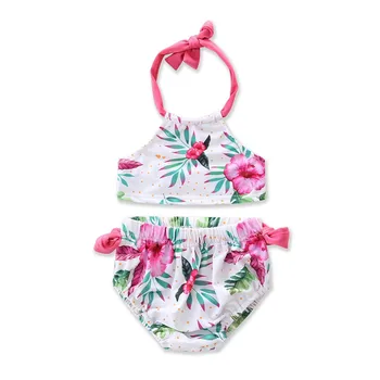 

2019 Cute Kids Baby Girl 2-6T Flower Printed two pieces swimwear Floral swimsuit choose sizes