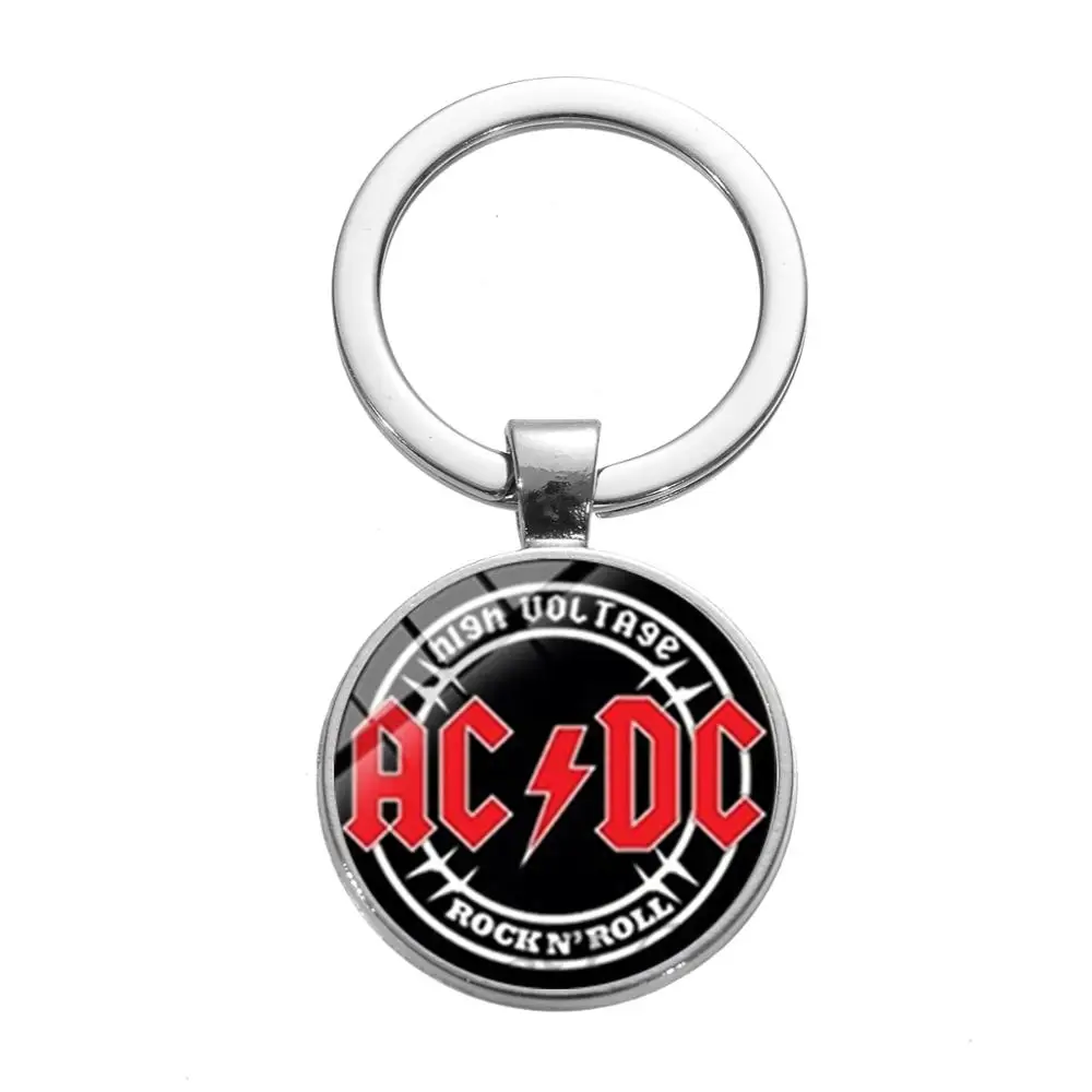 SONGDA Pop Rock Band AC/DC брелок в стиле хип-хоп, панк, модный, с логотипом, с принтом времени, драгоценный камень, металлический автомобильный брелок, держатель для музыкальных фанатов Llaveros