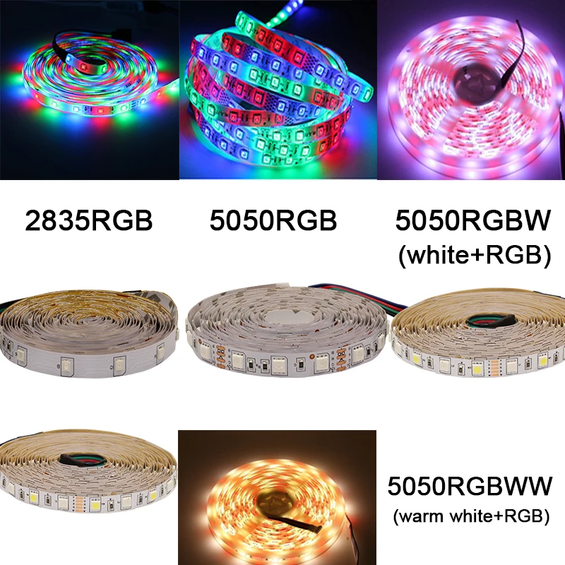 Светодиодная лента 12v rgb Водонепроницаемый 2835 5050 rgbw 5 м адресуемых гибкие светодиодные ленты декоративные полосы освещения