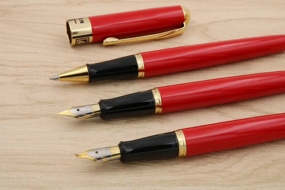 writing pen red Barrel M Nib Stationery golden Fountain Pen in