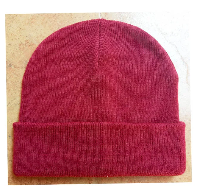 10 шт. синие шапочки для взрослых эластичные зимние теплые шапки Ститч логотип Skullies& акриловые шапочки на заказ буквы одежда шапки - Цвет: dark red