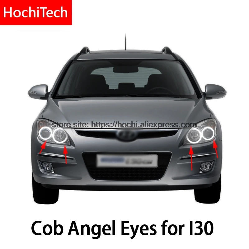 Для Hyundai i30 2008 2009 2010 COB светодиодный дневной свет белый ореол Cob Led Angel Eyes