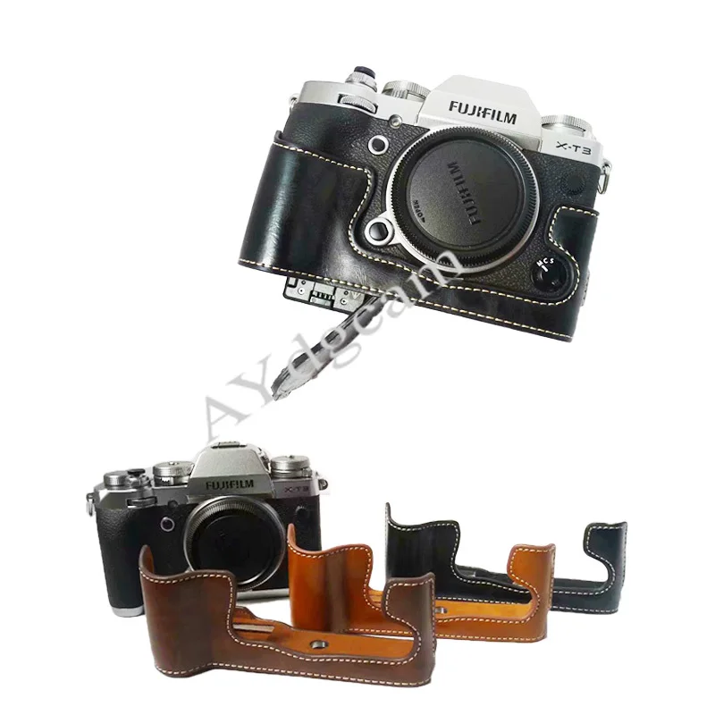 

Dedicated PU Leather Camera Case Half Body Cover For Fujifilm XT3 FUJI X-T3 Remove Battery Directly