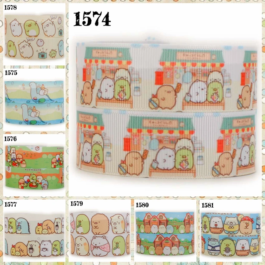 

New arrivals 50 yards sumikko gurashi character pattern printed grosgrain ribbons free shipping