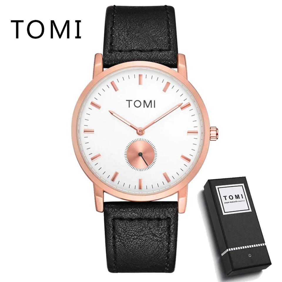 

Tomi Luxury Top Brand High Quality 2019 Simple Dress Leather Watchband Quartz Wristwatch Fashion Creative Male Watches Men T012