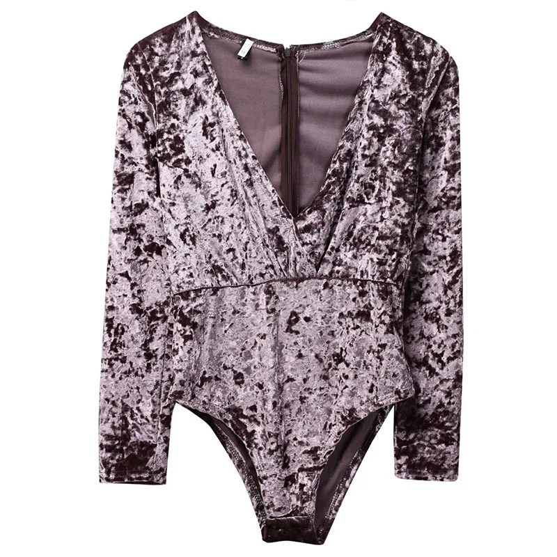 

Women V Neck Velvet Bodycon Bandage Bodysuit Clubwear Short Jumpsuit New