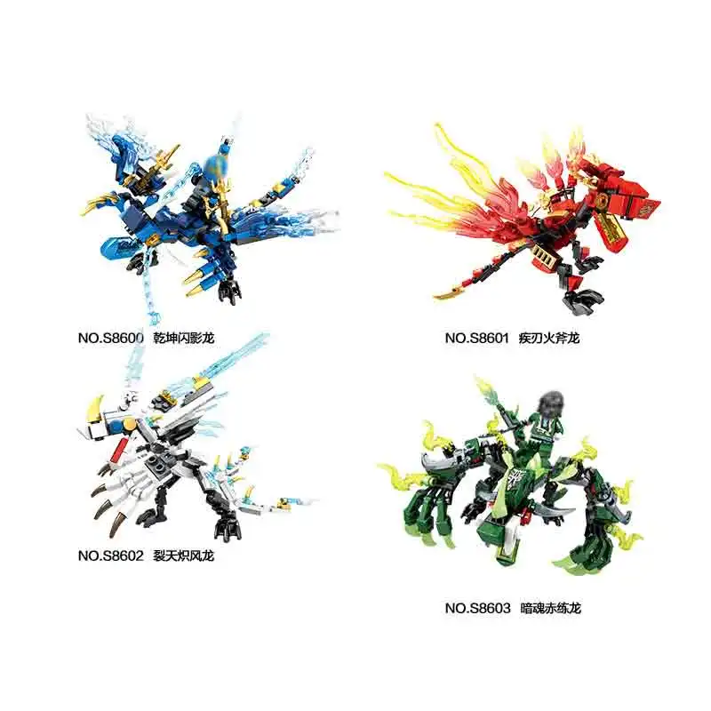 Yingelon 2019 New Dragon Series Gifts For Kids Building Block Ninjago 100 + Pcs Boy Toy 8 Years Old Mini Digital Children Toys 