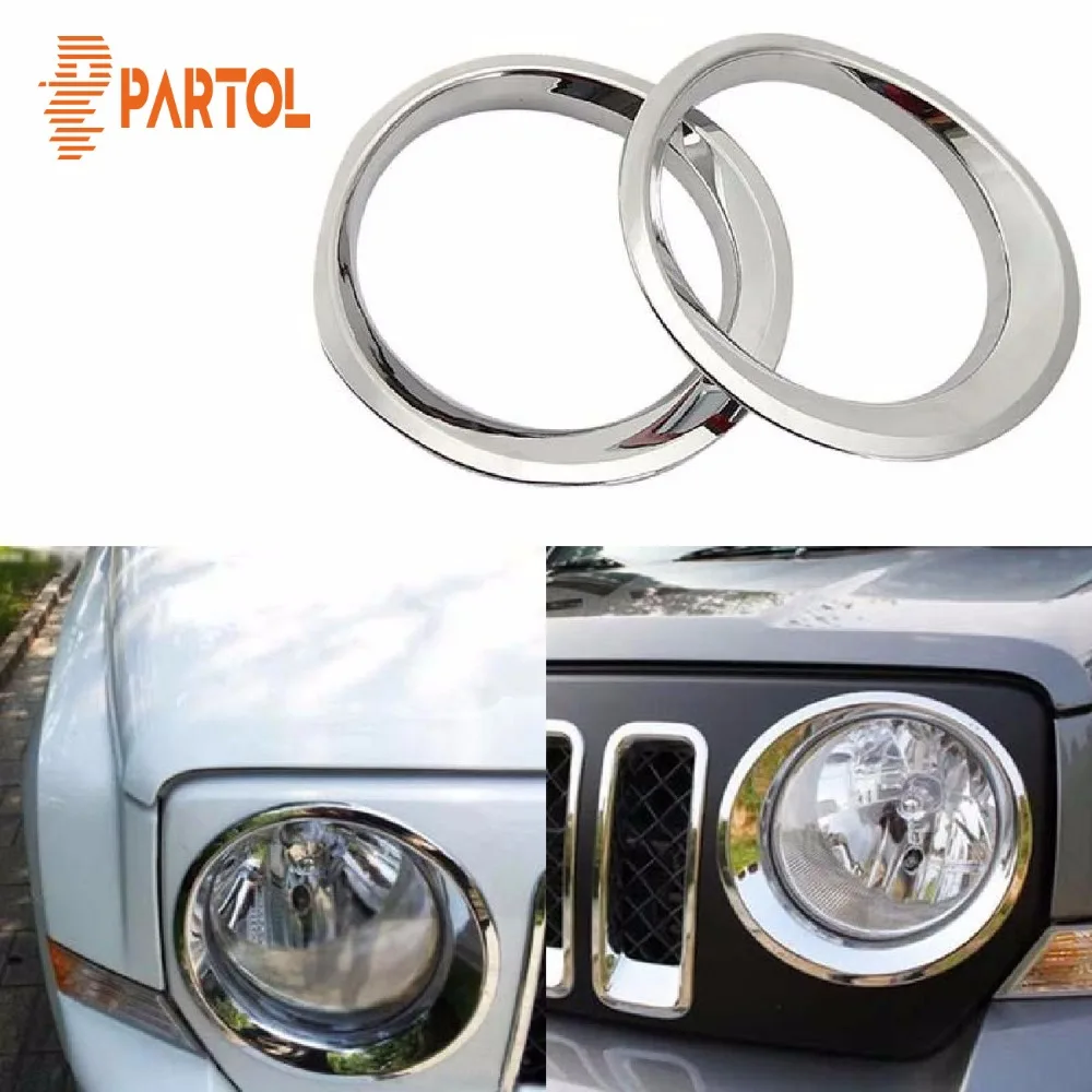 Partol 2x хромированная и черная крышка передней фары Angry Eyes Накладка для Jeep Patriot 2011-2014