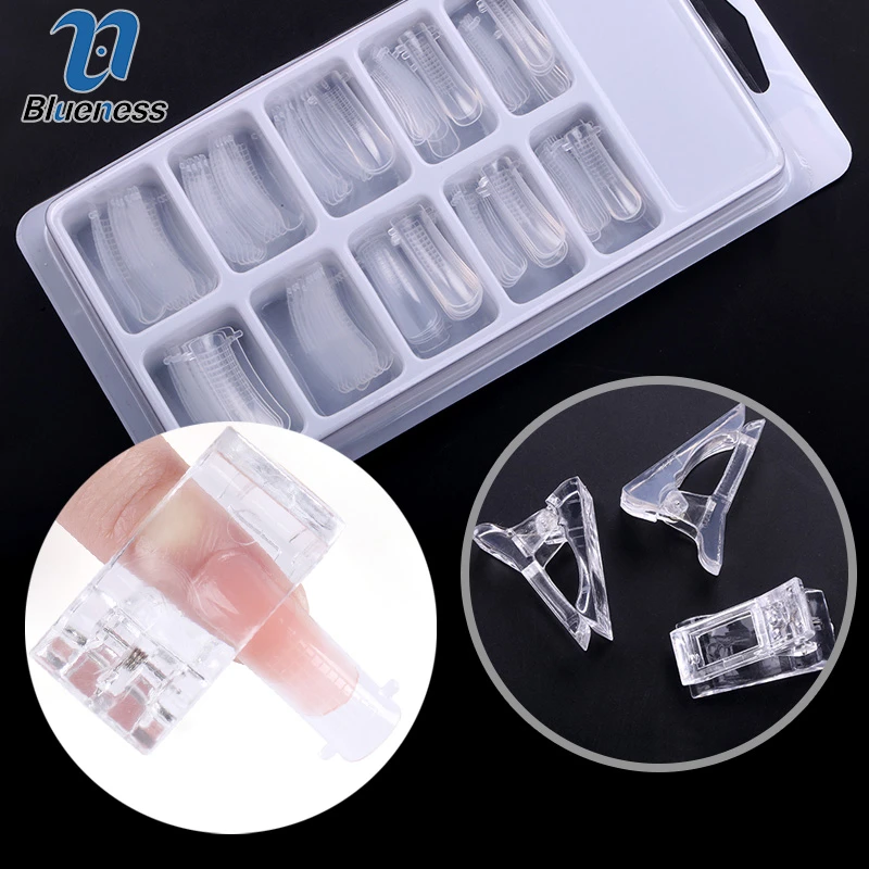 Blueness Poly Gel Quick Building Crystal False Nails Mold Dual Forms Clip Finger Fixed Extension Nail Art Uv Gel Builder Tools False Nails Aliexpress