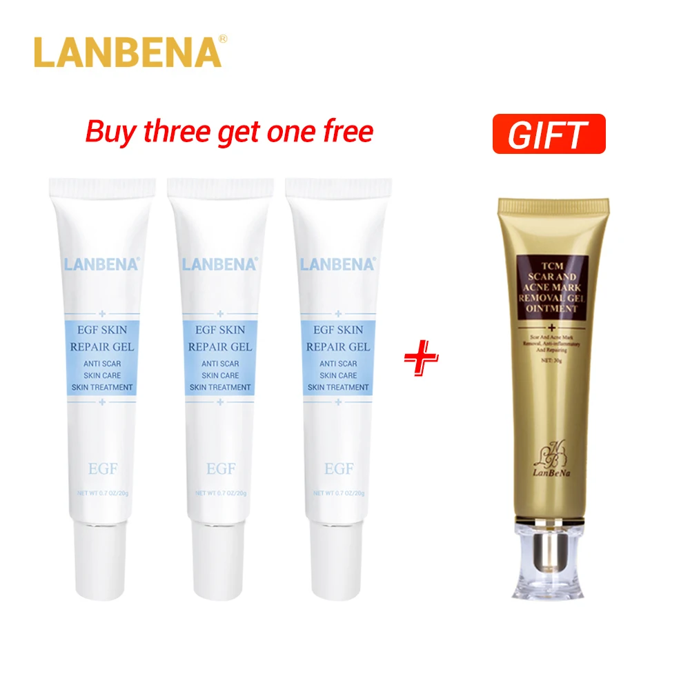 

Buy 3 Get 1 Gift LANBENA EGF Remover Scar Cream Stretch Mark Gel Anti Acne Cream 3pcs +Skin Repair Face Cream Acne Treatment