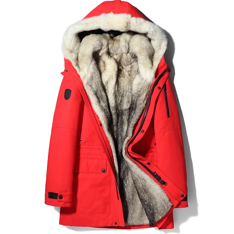 

2019 Luxurious Winter Fur Parka Men Trench Snowwear Long Coat Jacket Military Mens Fur Hoodies Winter Parkas Male Overcoat