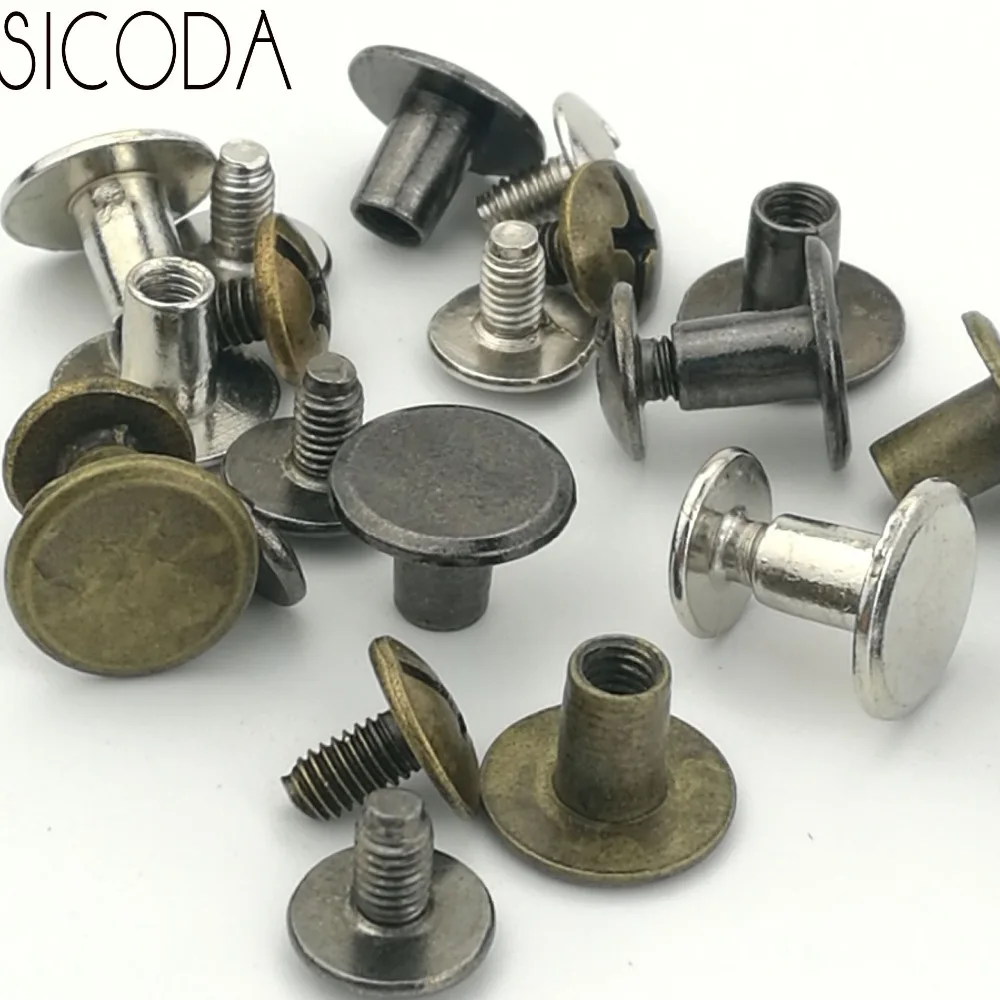 SICODA 4/20 штук винт из сплава для кожаный пояс diy поперечный винт ремень головкой багажа аксессуары сумка винт одежда отделка - изображение