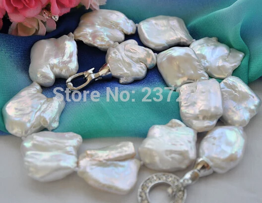 

HOT## Wholesale price FREE SHIPPING^^^^^BIG WHITE BAROQUE KESHI REBORN PEARL NECKLACE 18inch