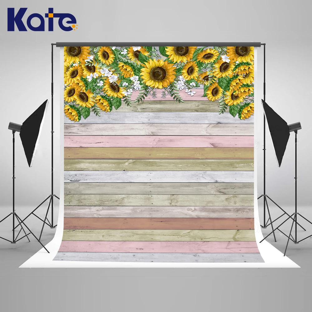 

Kate 200x300cm Sunflower Colored Wood Plank Photography Backdrop Baby Shower Background