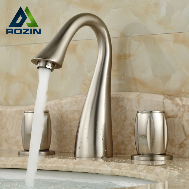 

2016 Unique Design Good Quality Basin Sink Countertop Faucet Hot & Cold Water Taps Brushed