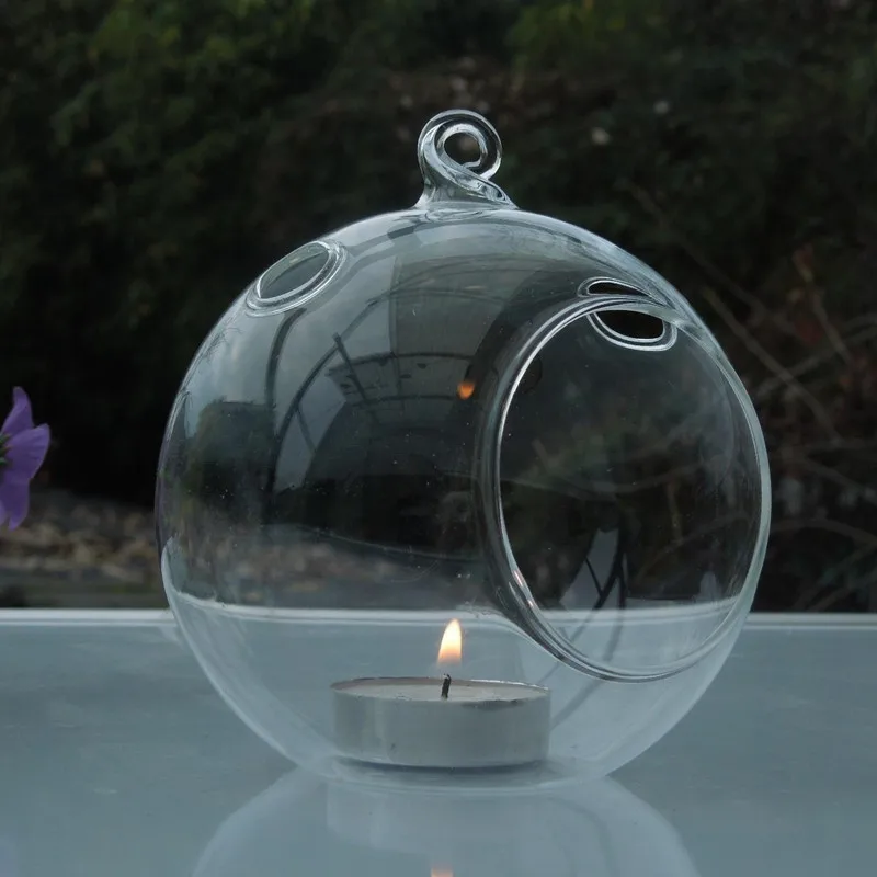 

Diameter=8cm 64pcs/pack Small Size Glass Terrarium Candle Holder Transparent Glass Ball Vase Hanging Wedding Glass Decoration