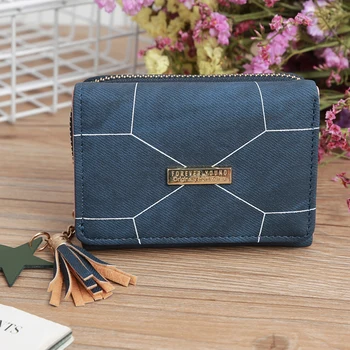

Cute Tassel Star Pendant Geometric Pattern Change Purse Short Pu Leather Women Wallets Portefeuille Female Purse Clutch